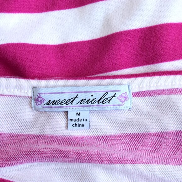 Women's Sweet Violet Top Short Sleeve Striped MEDIUM Multicolor NEW - Picture 9 of 9